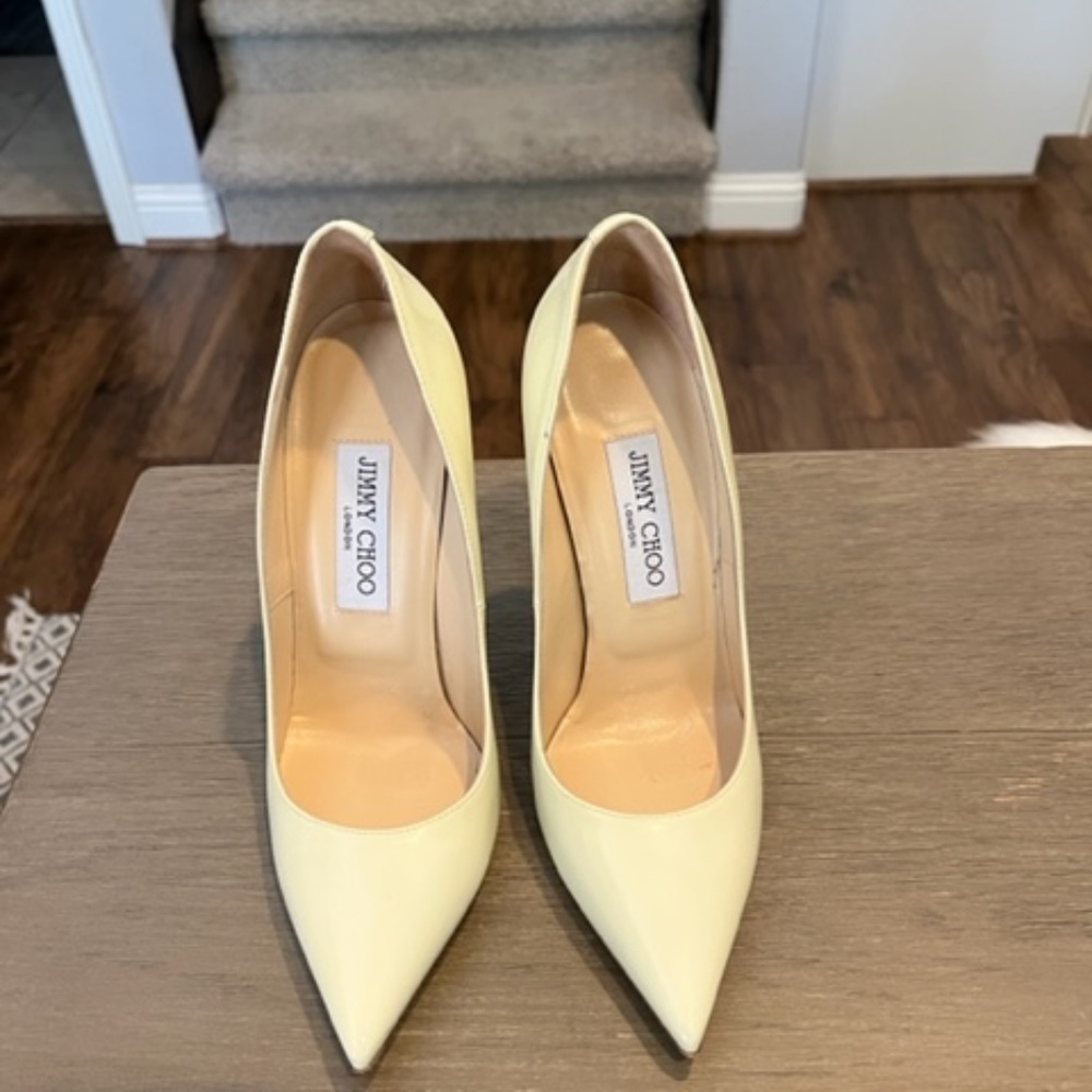 Jimmy Choo Anouk White Patent Leather Pumps